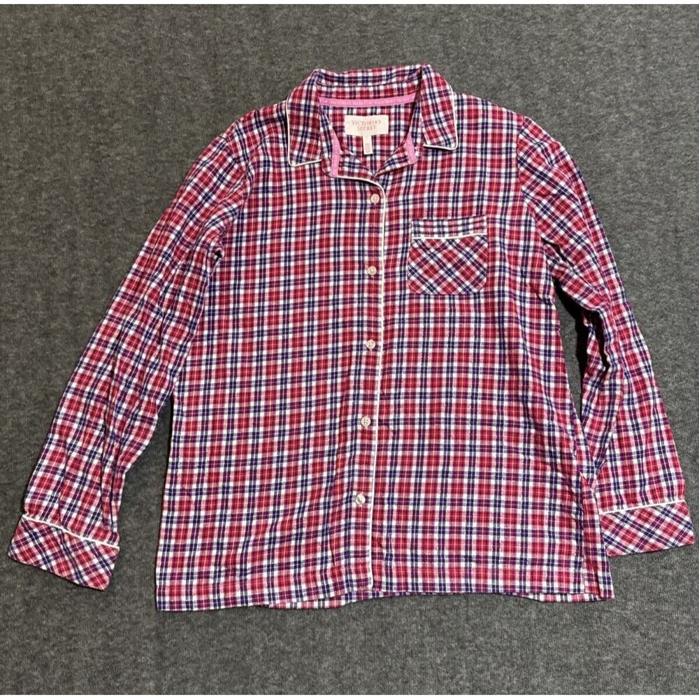 Victoria's Secret Women's Sleepwear Blouse Long Sleeve Flannel Pink Small